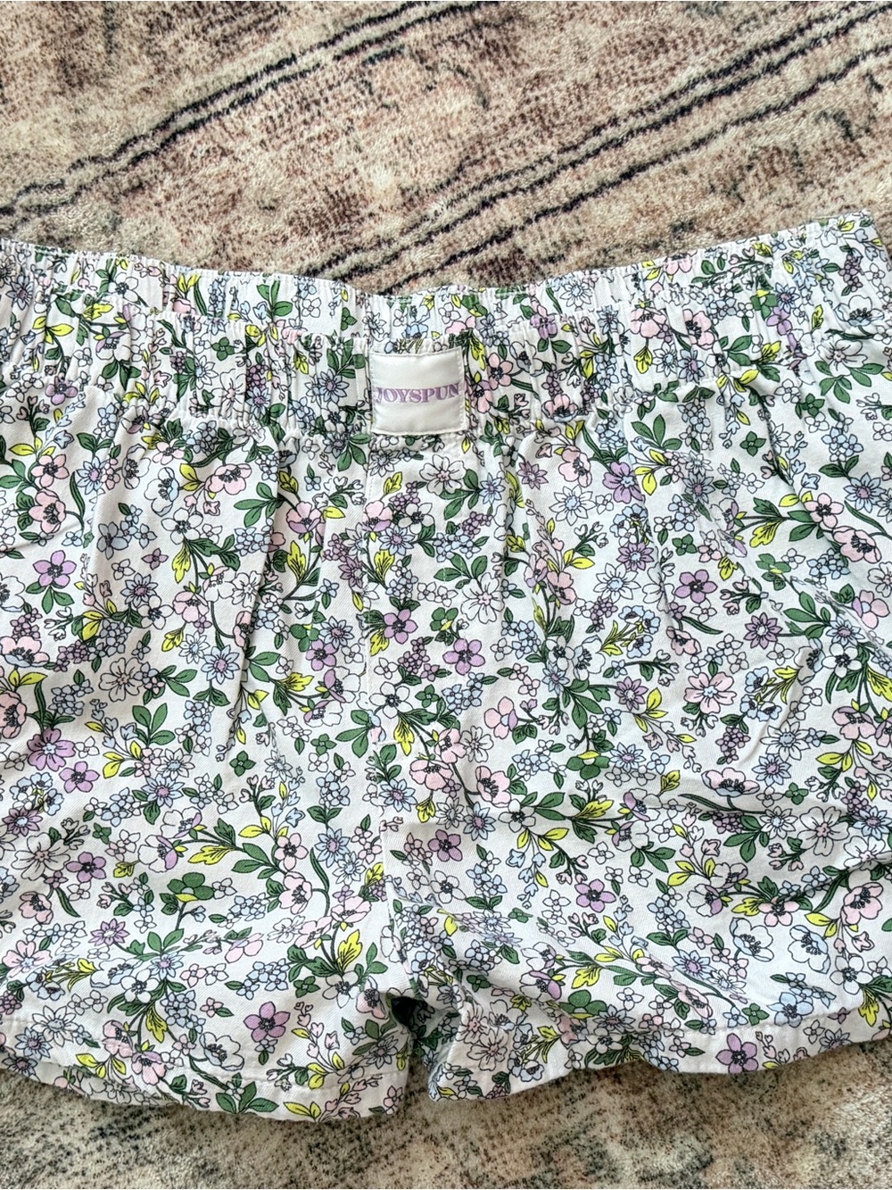 Joyspun White Floral Cotton Pajama Shorts